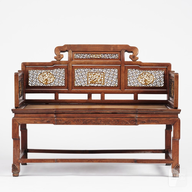 A Chinese hardwood throne chair/day bed, - 图2